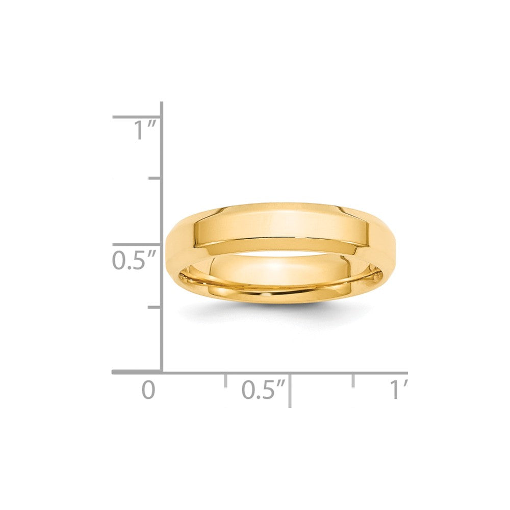 14k Yellow Gold 5mm Bevel Edge Comfort Fit Wedding Band Size 4