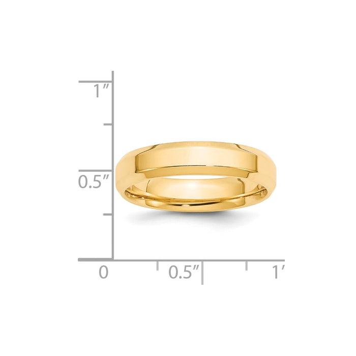 14k Yellow Gold 5mm Bevel Edge Comfort Fit Wedding Band Size 7