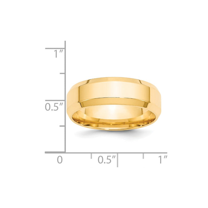 14k Yellow Gold 7mm Bevel Edge Comfort Fit Wedding Band Size 5