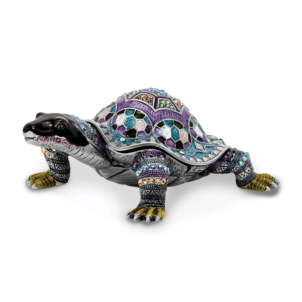Jere Luxury Giftware, Bejeweled AMAZING AZURE Turtle Trinket Box with Matching Pendant Trinket Box & Keepsake Container Collectible Gift by Jere Luxury Giftware