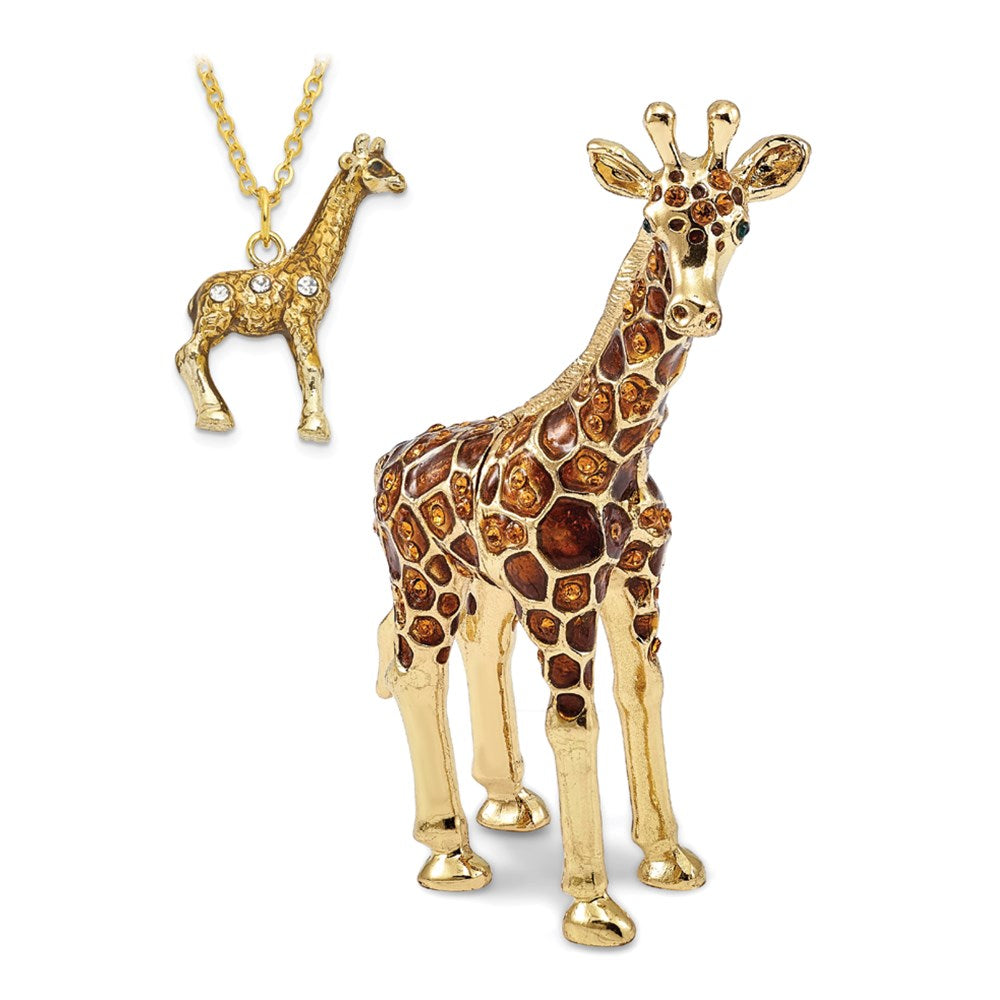 Jere Luxury Giftware, Bejeweled GRACIE Gentle Giraffe Trinket Box with Matching Pendant Trinket Box & Keepsake Container Collectible Gift by Jere Luxury Giftware