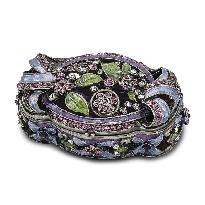Jere Luxury Giftware, Bejeweled SECRET GARDEN Floral Trunk Trinket Box with Matching Pendant