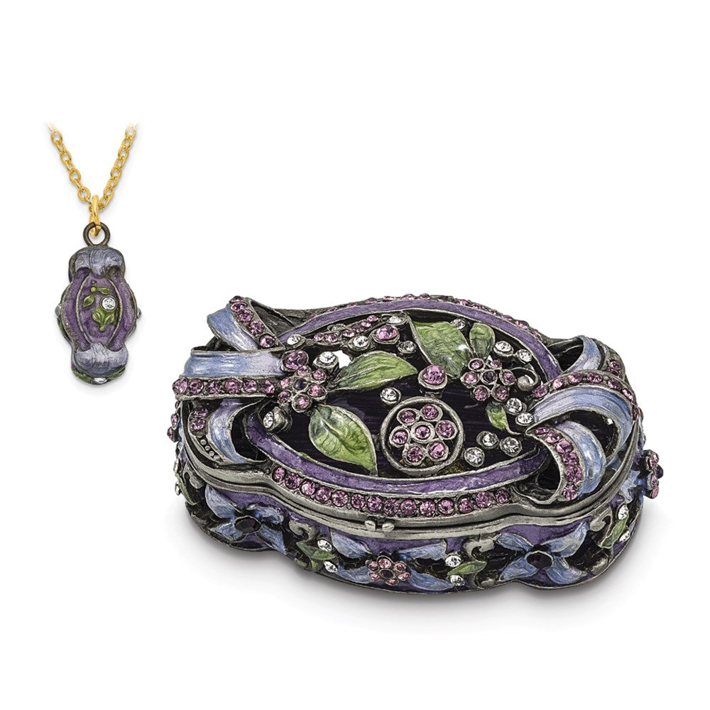Jere Luxury Giftware, Bejeweled SECRET GARDEN Floral Trunk Trinket Box with Matching Pendant Trinket Box & Keepsake Container Collectible Gift by Jere Luxury Giftware