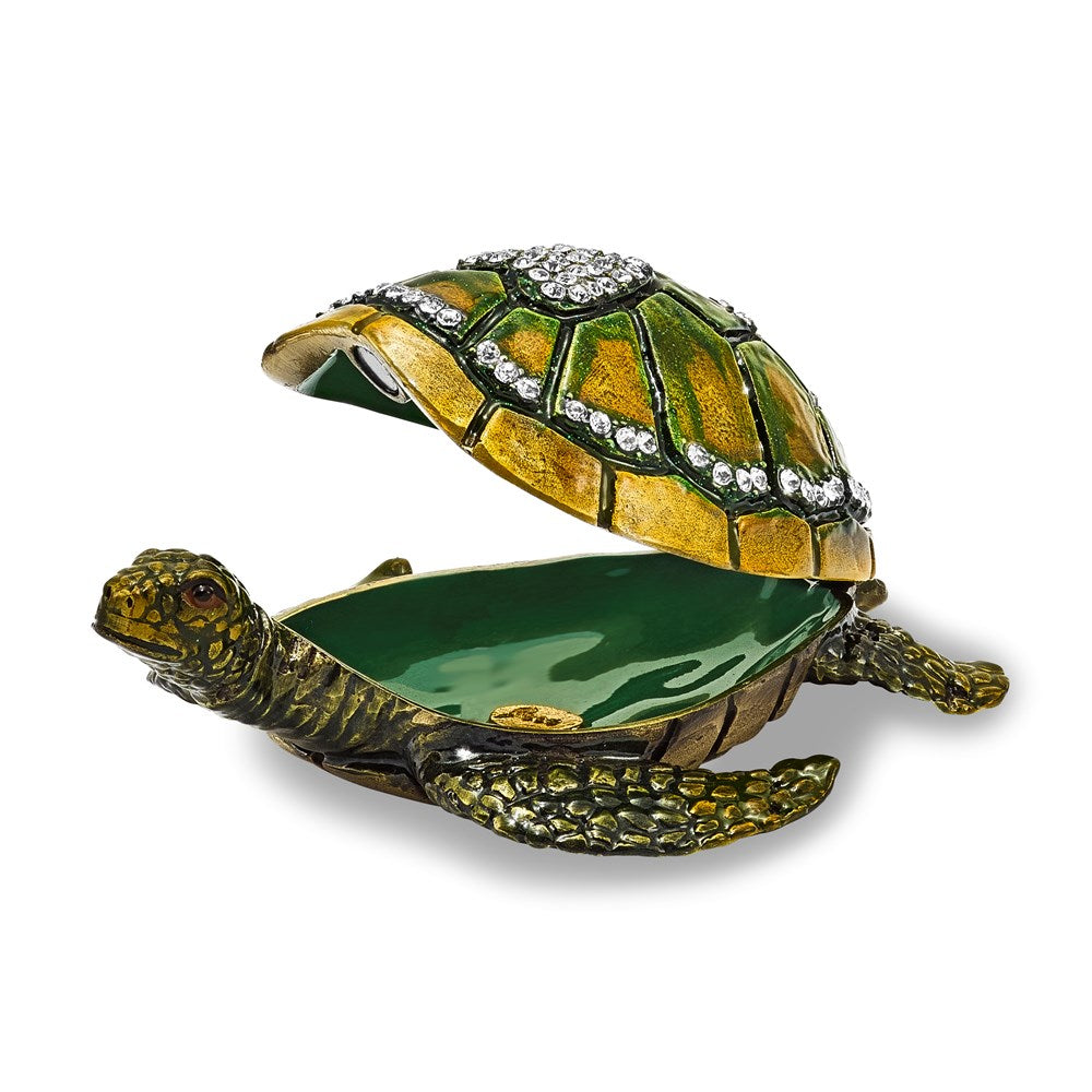 Jere Luxury Giftware, Bejeweled SWEETHEART Green Sea Turtle w/Heart Trinket Box with Matching Pendant Trinket Box & Keepsake Container Collectible Gift by Jere Luxury Giftware