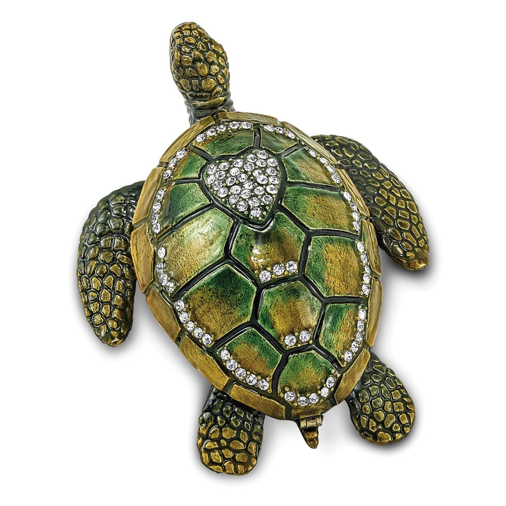 Jere Luxury Giftware, Bejeweled SWEETHEART Green Sea Turtle w/Heart Trinket Box with Matching Pendant Trinket Box & Keepsake Container Collectible Gift by Jere Luxury Giftware