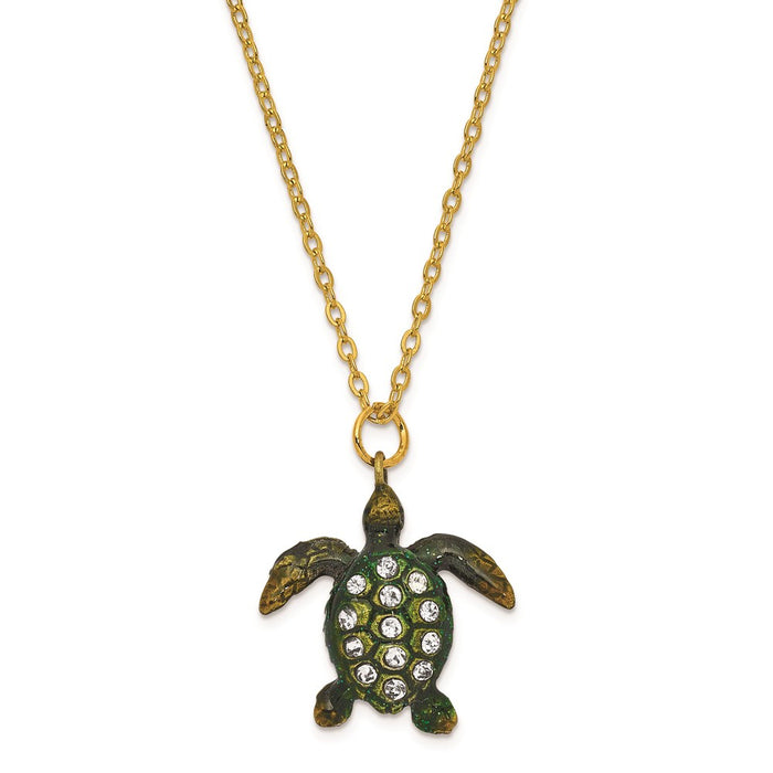 Jere Luxury Giftware, Bejeweled SWEETHEART Green Sea Turtle w/Heart Trinket Box with Matching Pendant