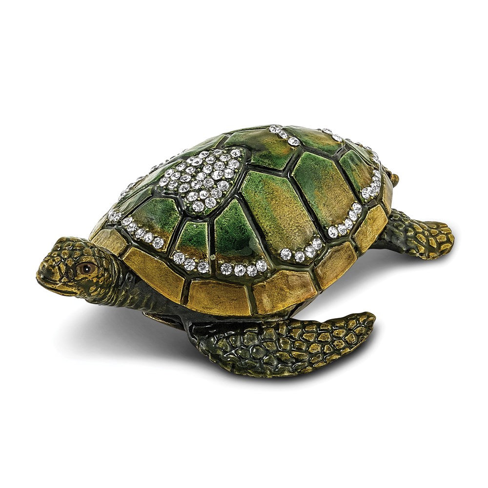 Jere Luxury Giftware, Bejeweled SWEETHEART Green Sea Turtle w/Heart Trinket Box with Matching Pendant Trinket Box & Keepsake Container Collectible Gift by Jere Luxury Giftware