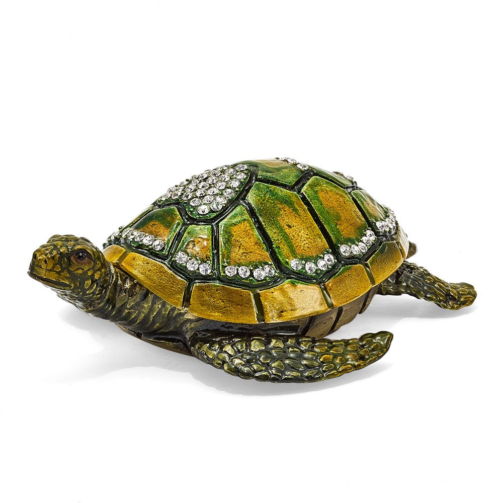 Jere Luxury Giftware, Bejeweled SWEETHEART Green Sea Turtle w/Heart Trinket Box with Matching Pendant Trinket Box & Keepsake Container Collectible Gift by Jere Luxury Giftware