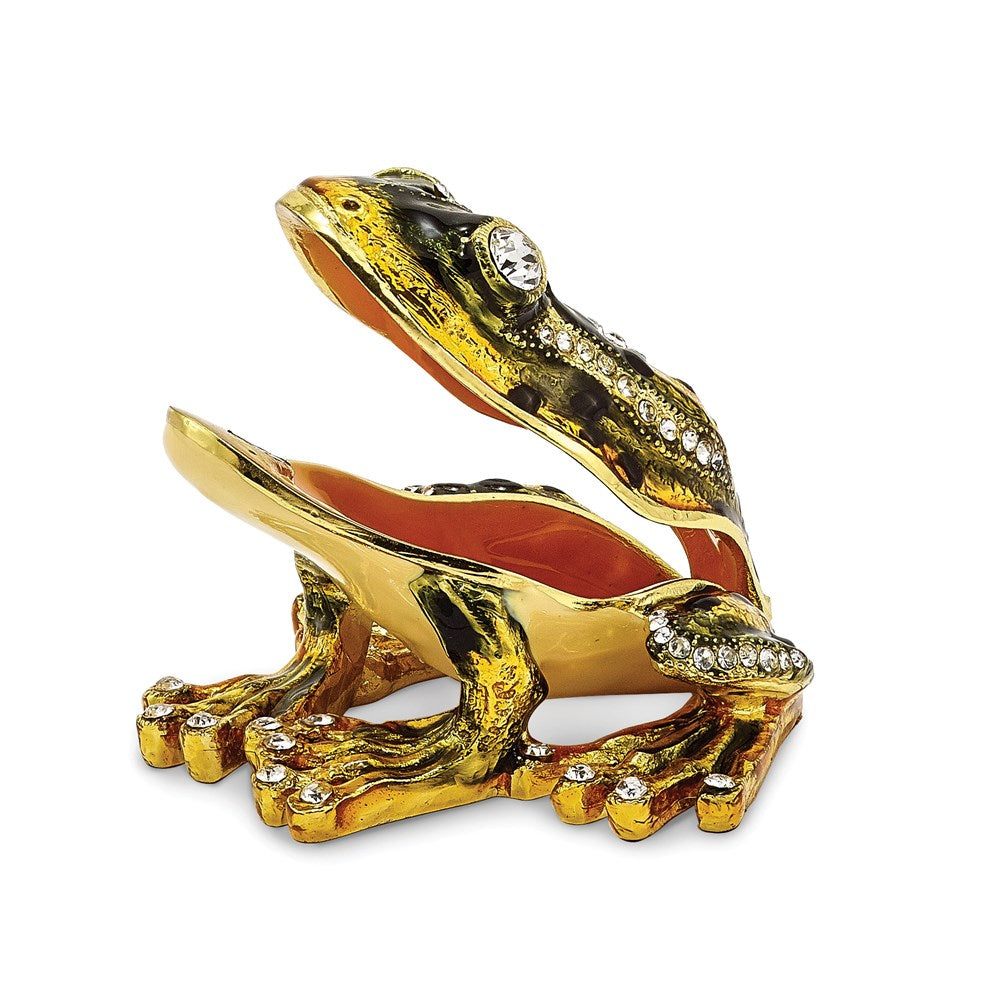 Jere Luxury Giftware, Bejeweled JUMPIN' FROG FLASH Green Frog Trinket Box with Matching Pendant Trinket Box & Keepsake Container Collectible Gift by Jere Luxury Giftware