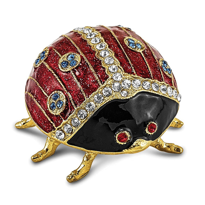 Jere Luxury Giftware, Bejeweled LUXY Ladybug Trinket Box with Matching Pendant