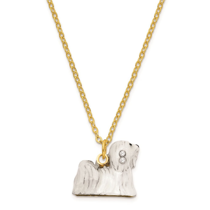 Jere Luxury Giftware, Bejeweled MILLIE Maltese Trinket Box with Matching Pendant