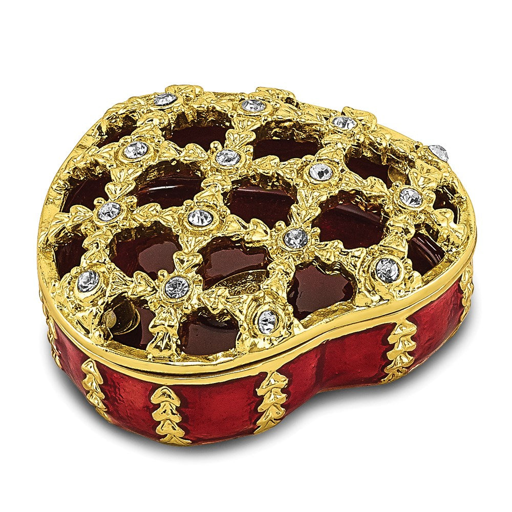 Jere Luxury Giftware, Bejeweled PEEK-A-BOO Decorative Heart Trinket Box with Matching Pendant Trinket Box & Keepsake Container Collectible Gift by Jere Luxury Giftware