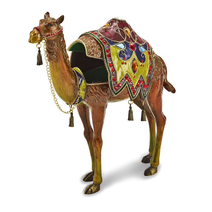 Jere Luxury Giftware, Bejeweled ALI Prince of the Desert Large Camel Trinket Box with Matching Pendant