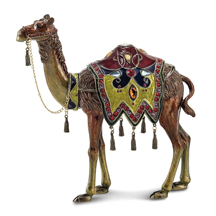 Jere Luxury Giftware, Bejeweled ALI Prince of the Desert Large Camel Trinket Box with Matching Pendant