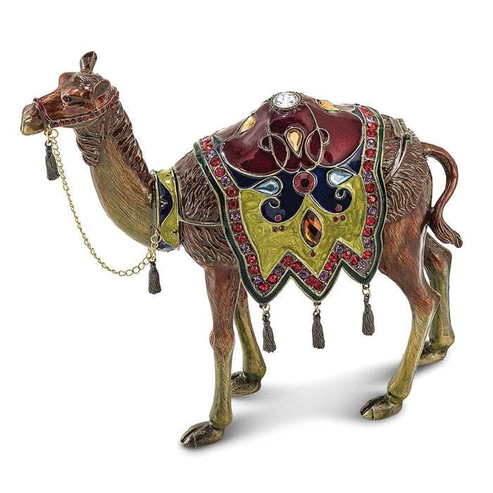 Jere Luxury Giftware, Bejeweled ALI Prince of the Desert Large Camel Trinket Box with Matching Pendant