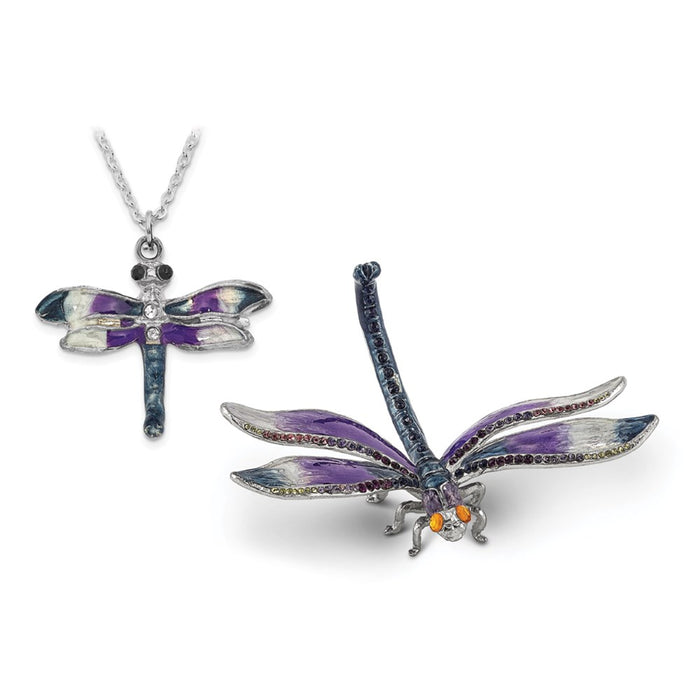 Jere Luxury Giftware, Bejeweled MADAME DRAGONFLY Ring Holder with Matching Pendant