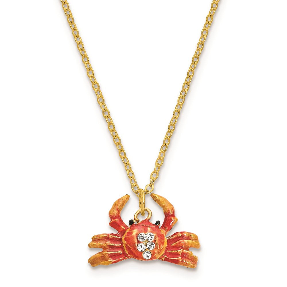 Jere Luxury Giftware, Bejeweled MOVABLE CRABULOUS Red Orange Crab Trinket Box with Matching Pendant Trinket Box & Keepsake Container Collectible Gift by Jere Luxury Giftware