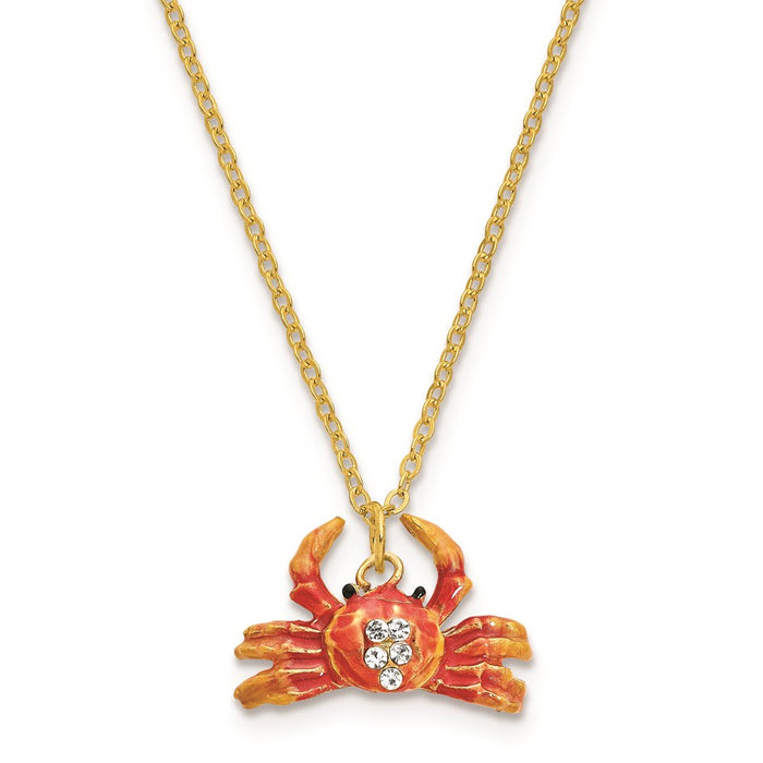 Jere Luxury Giftware, Bejeweled MOVABLE CRABULOUS Red Orange Crab Trinket Box with Matching Pendant