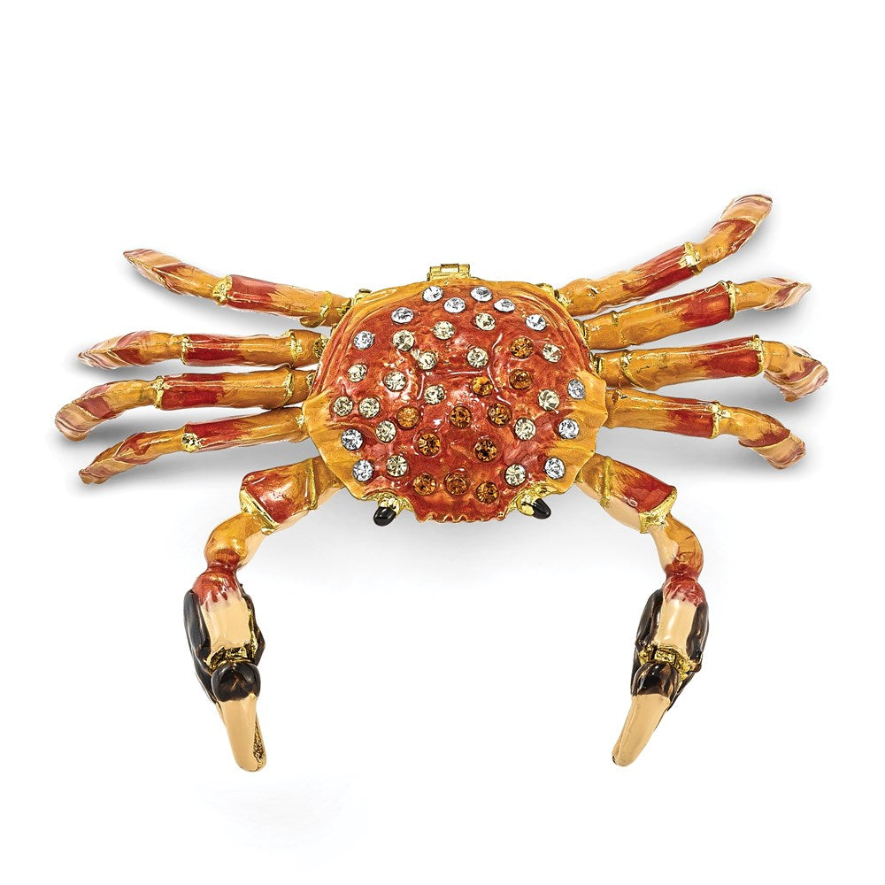 Jere Luxury Giftware, Bejeweled MOVABLE CRABULOUS Red Orange Crab Trinket Box with Matching Pendant Trinket Box & Keepsake Container Collectible Gift by Jere Luxury Giftware