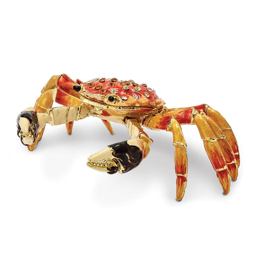 Jere Luxury Giftware, Bejeweled MOVABLE CRABULOUS Red Orange Crab Trinket Box with Matching Pendant Trinket Box & Keepsake Container Collectible Gift by Jere Luxury Giftware