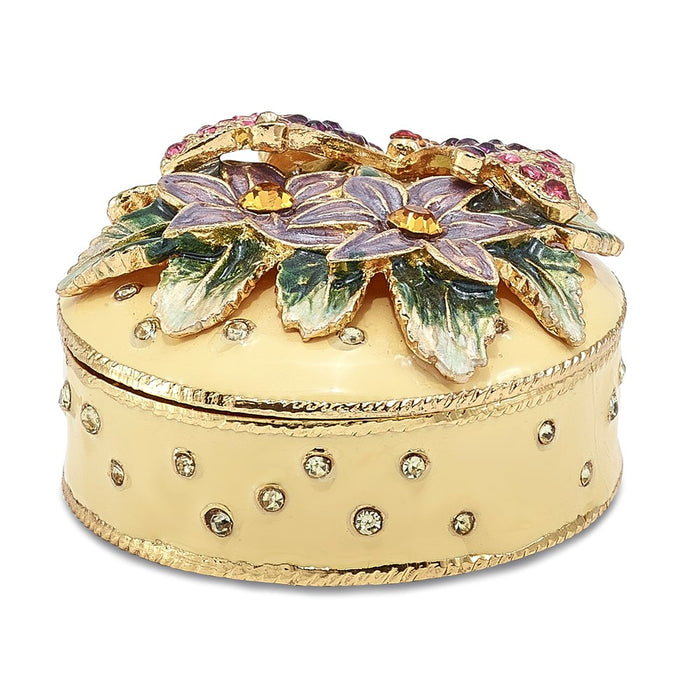 Jere Luxury Giftware, Bejeweled FLORIAN Butterfly & Floral Box Trinket Box with Matching Pendant