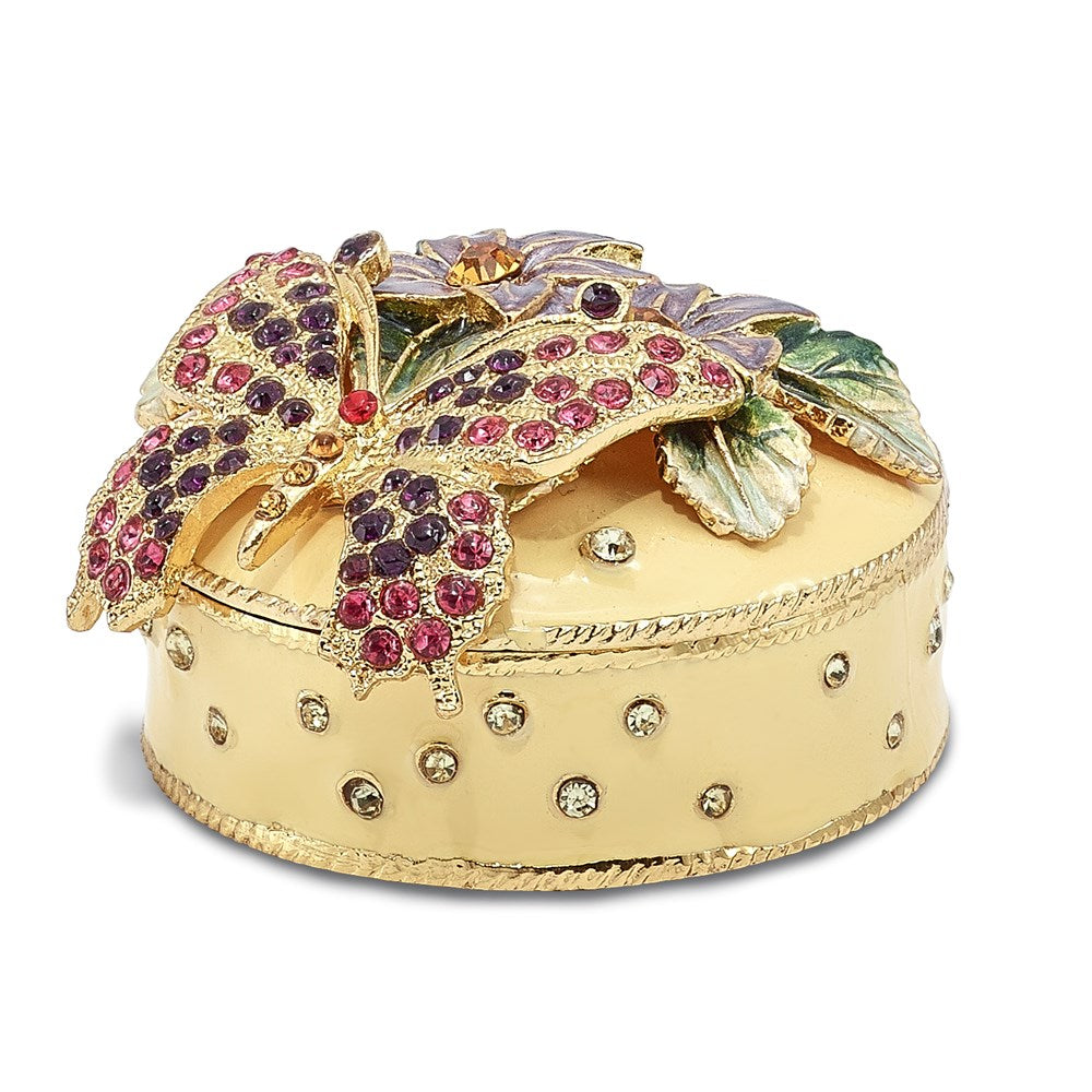 Jere Luxury Giftware, Bejeweled FLORIAN Butterfly & Floral Box Trinket Box with Matching Pendant Trinket Box & Keepsake Container Collectible Gift by Jere Luxury Giftware