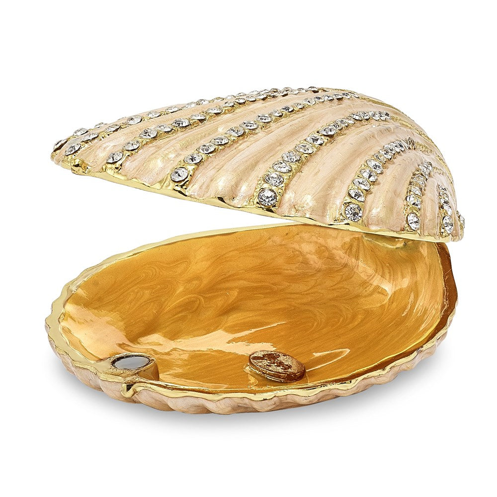 Jere Luxury Giftware, Bejeweled PINKY Clam Shell Trinket Box with Matching Pendant Trinket Box & Keepsake Container Collectible Gift by Jere Luxury Giftware