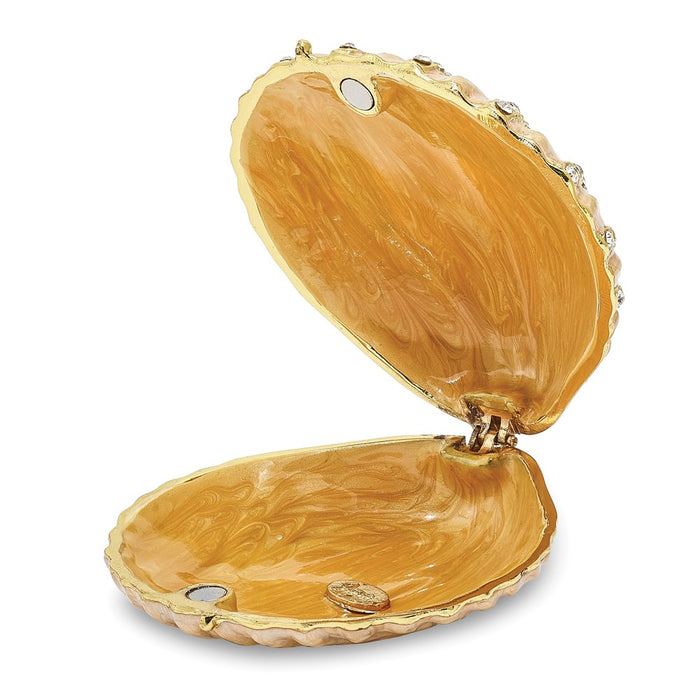Jere Luxury Giftware, Bejeweled PINKY Clam Shell Trinket Box with Matching Pendant