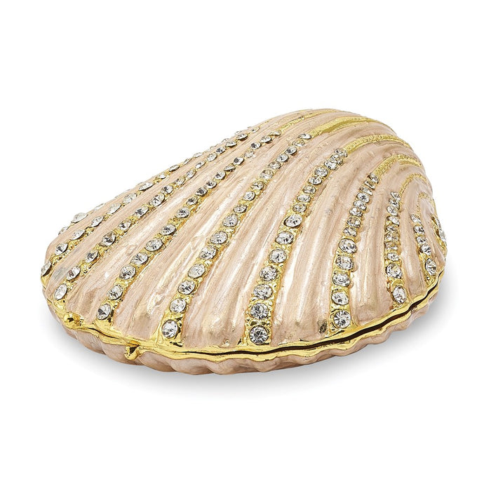 Jere Luxury Giftware, Bejeweled PINKY Clam Shell Trinket Box with Matching Pendant