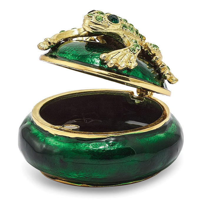 Jere Luxury Giftware, Bejeweled SPECKLES Frog Box Trinket Box with Matching Pendant