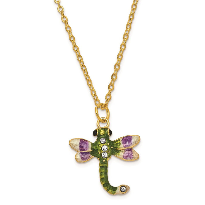 Jere Luxury Giftware, Bejeweled DEWEY Green Dragonfly Trinket Box with Matching Pendant