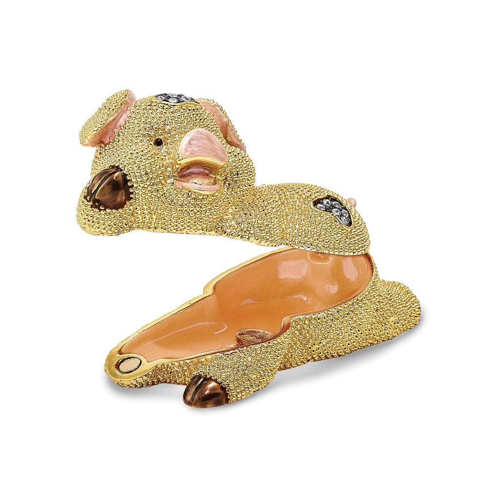 Jere Luxury Giftware, Bejeweled PANDY POSH Cute Golden Pig Trinket Box with Matching Pendant Trinket Box & Keepsake Container Collectible Gift by Jere Luxury Giftware