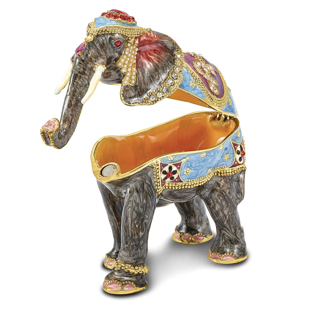 Jere Luxury Giftware, Bejeweled KAT Kathmandu Elephant Trinket Box with Matching Pendant Trinket Box & Keepsake Container Collectible Gift by Jere Luxury Giftware
