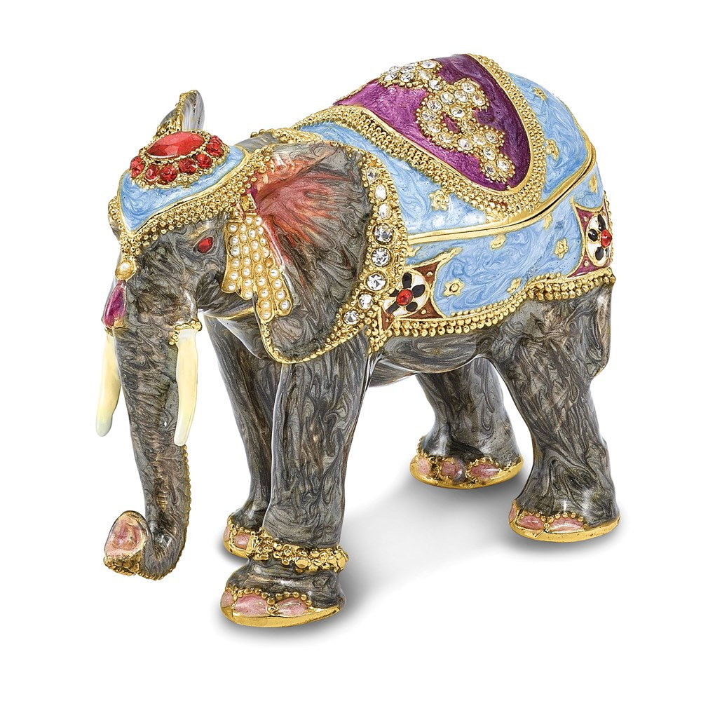 Jere Luxury Giftware, Bejeweled KAT Kathmandu Elephant Trinket Box with Matching Pendant Trinket Box & Keepsake Container Collectible Gift by Jere Luxury Giftware