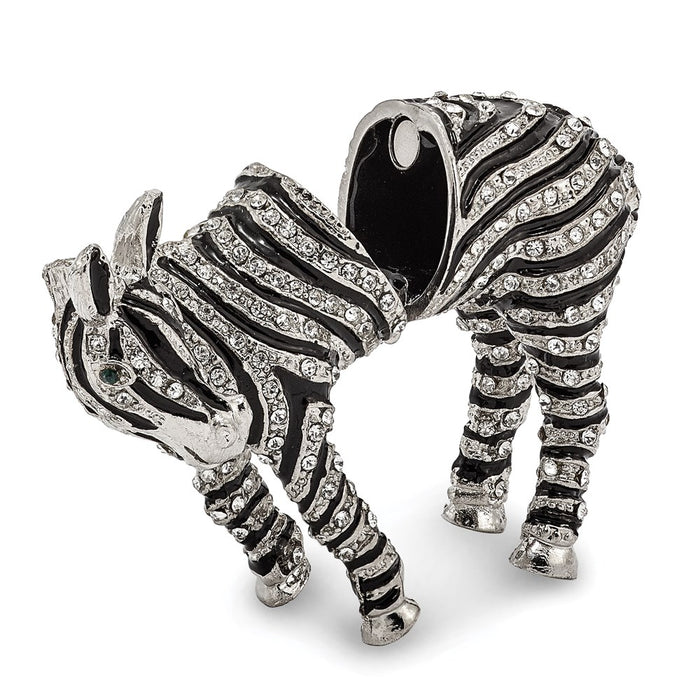 Jere Luxury Giftware, Bejeweled ZELDA Zebra Bling Full Crystal Trinket Box with Matching Pendant