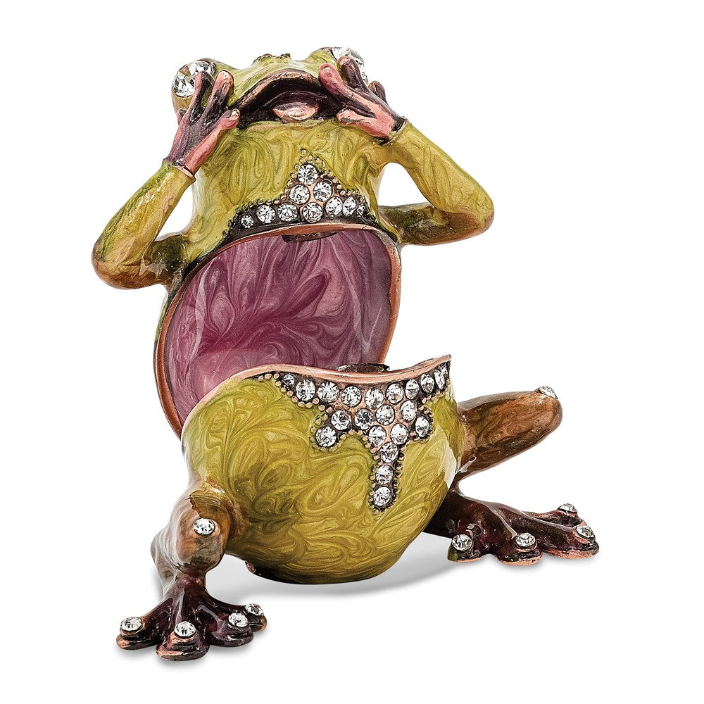 Jere Luxury Giftware, Bejeweled OH MY Expressive Frog Trinket Box with Matching Pendant Trinket Box & Keepsake Container Collectible Gift by Jere Luxury Giftware