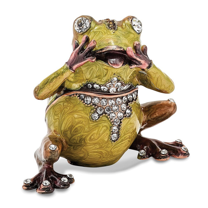 Jere Luxury Giftware, Bejeweled OH MY Expressive Frog Trinket Box with Matching Pendant