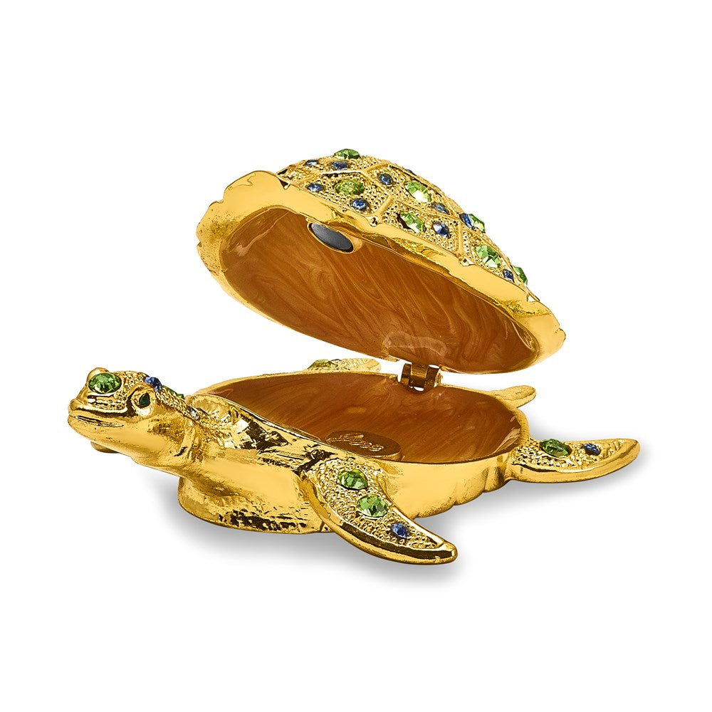 Jere Luxury Giftware, Bejeweled GILDA Golden Sea Turtle Trinket Box with Matching Pendant Trinket Box & Keepsake Container Collectible Gift by Jere Luxury Giftware
