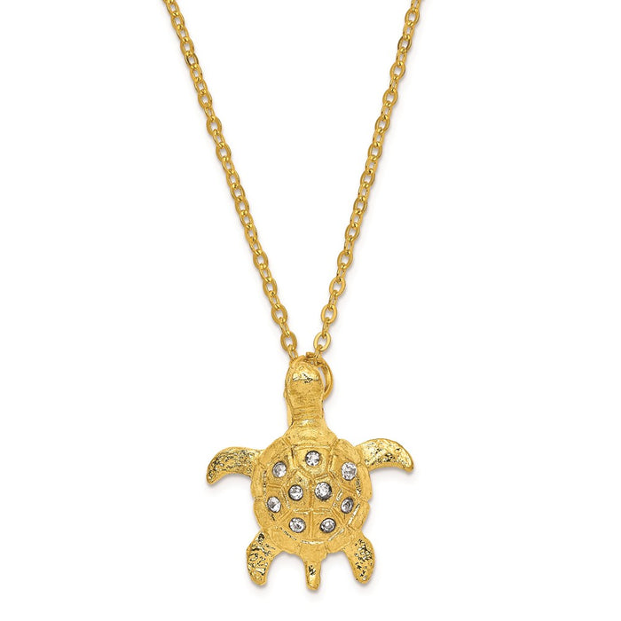Jere Luxury Giftware, Bejeweled GILDA Golden Sea Turtle Trinket Box with Matching Pendant