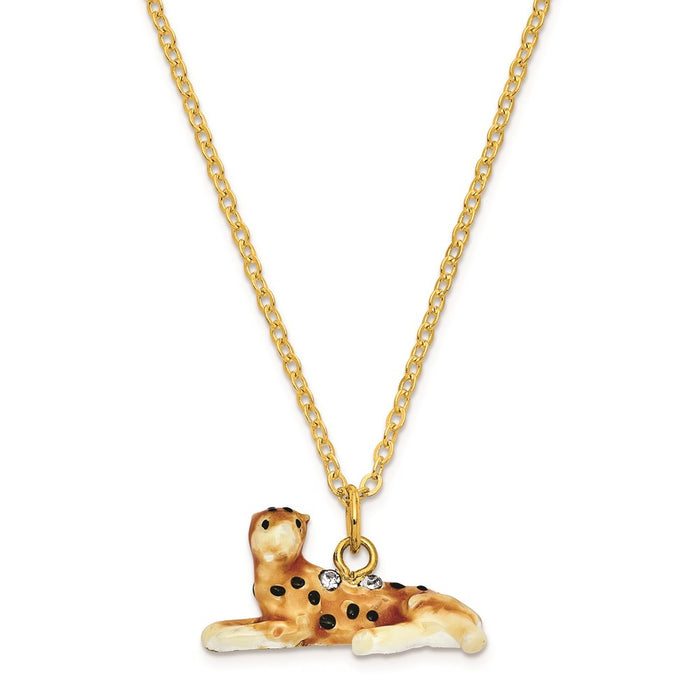 Jere Luxury Giftware, Bejeweled LEOPOLD Leopard on Branch Trinket Box with Matching Pendant