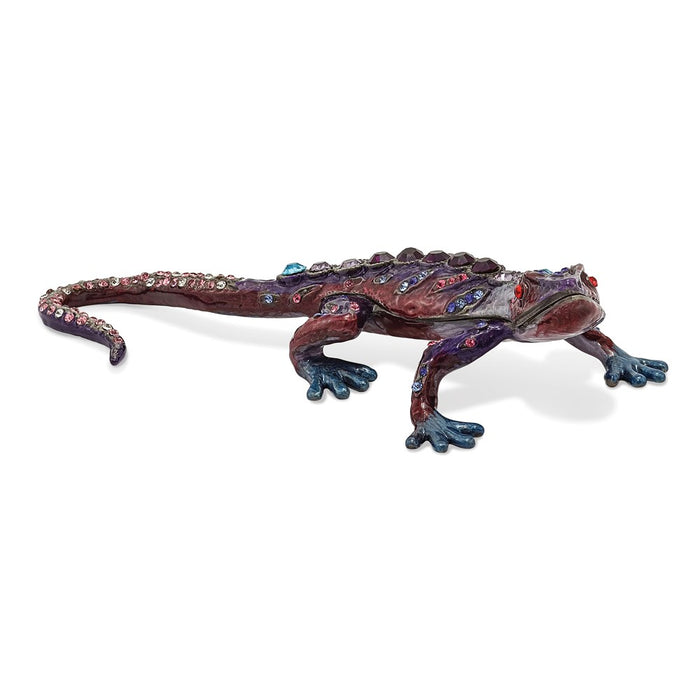 Jere Luxury Giftware, Bejeweled PRINCE OF JEWELS Gecko Trinket Box with Matching Pendant