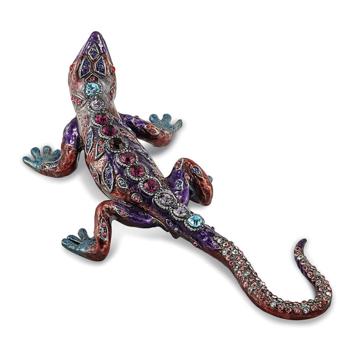 Jere Luxury Giftware, Bejeweled PRINCE OF JEWELS Gecko Trinket Box with Matching Pendant