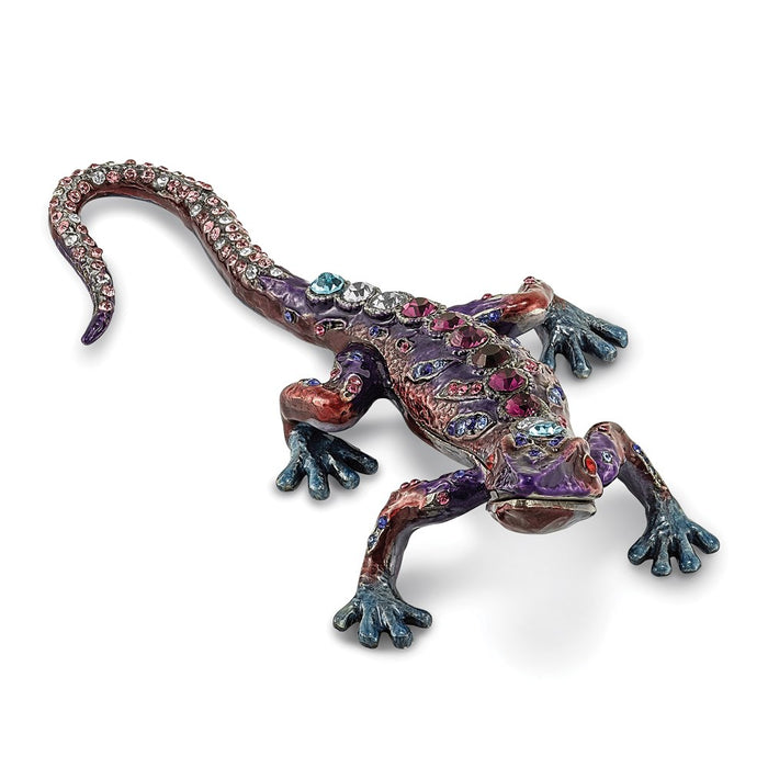 Jere Luxury Giftware, Bejeweled PRINCE OF JEWELS Gecko Trinket Box with Matching Pendant