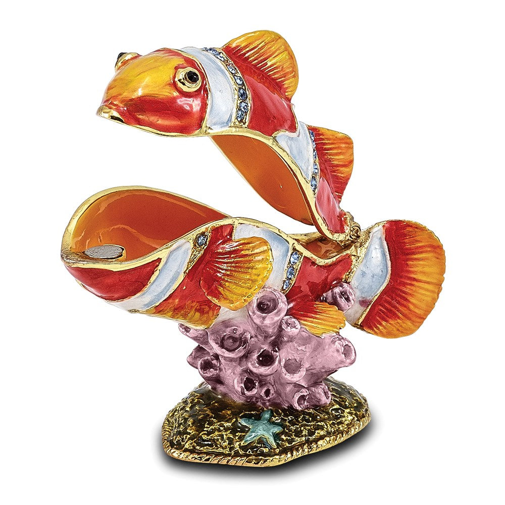 Jere Luxury Giftware, Bejeweled EMMETT Clown Fish Trinket Box with Matching Pendant Trinket Box & Keepsake Container Collectible Gift by Jere Luxury Giftware