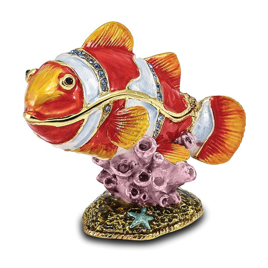 Jere Luxury Giftware, Bejeweled EMMETT Clown Fish Trinket Box with Matching Pendant Trinket Box & Keepsake Container Collectible Gift by Jere Luxury Giftware