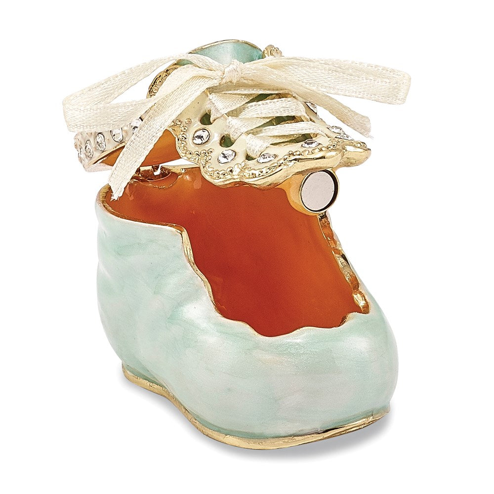 Jere Luxury Giftware, Bejeweled IT'S A BOY Blue Baby Bootie Trinket Box with Matching Pendant Trinket Box & Keepsake Container Collectible Gift by Jere Luxury Giftware