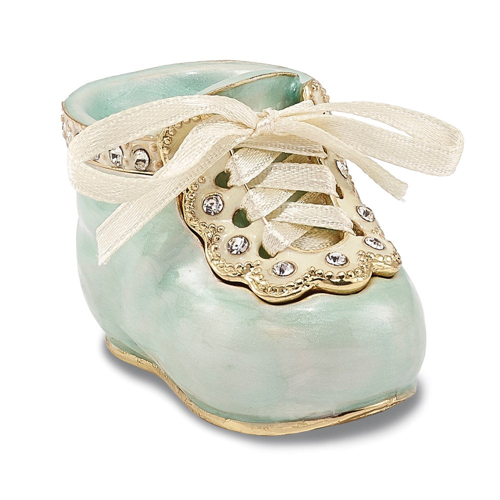 Jere Luxury Giftware, Bejeweled IT'S A BOY Blue Baby Bootie Trinket Box with Matching Pendant Trinket Box & Keepsake Container Collectible Gift by Jere Luxury Giftware
