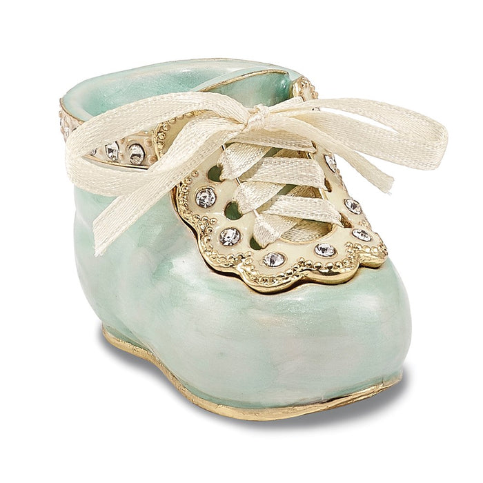 Jere Luxury Giftware, Bejeweled IT'S A BOY Blue Baby Bootie Trinket Box with Matching Pendant