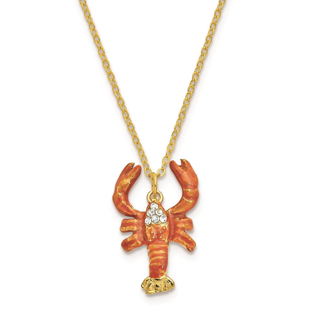 Jere Luxury Giftware, Bejeweled BAYOU Cajun Crawfish Trinket Box with Matching Pendant Trinket Box & Keepsake Container Collectible Gift by Jere Luxury Giftware