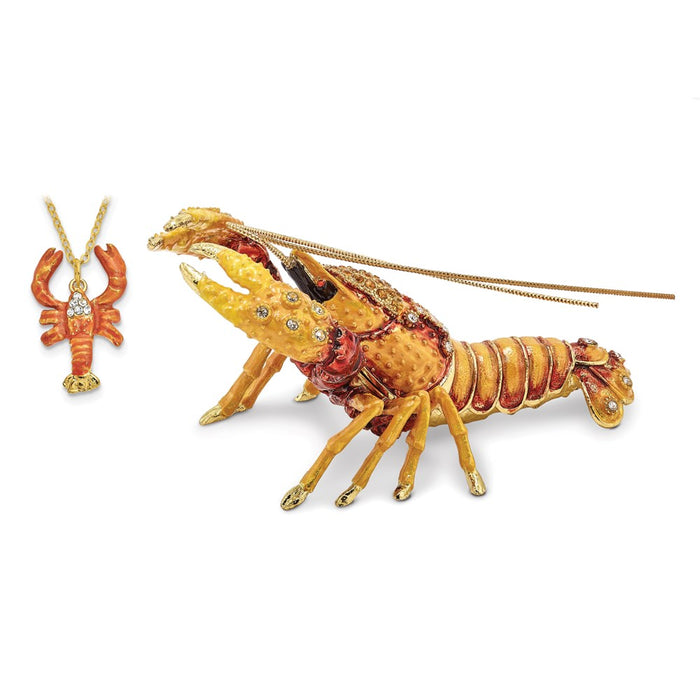 Jere Luxury Giftware, Bejeweled BAYOU Cajun Crawfish Trinket Box with Matching Pendant